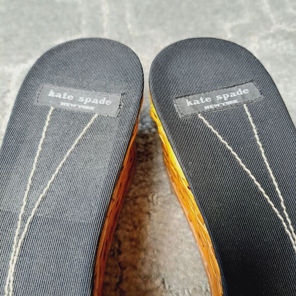 Kate Spade Black Bow Basket Weave Platform Wedge Sandals WOMENS SIZE 10B dressy - Picture 8 of 14